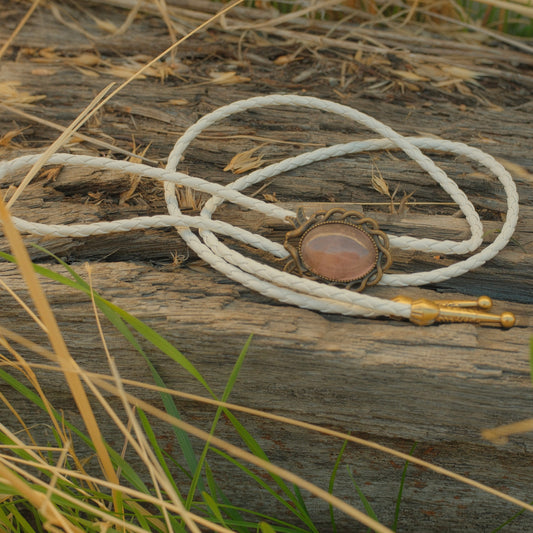 67 Rose Quartz Bolo Tie - “Rose Spurs”