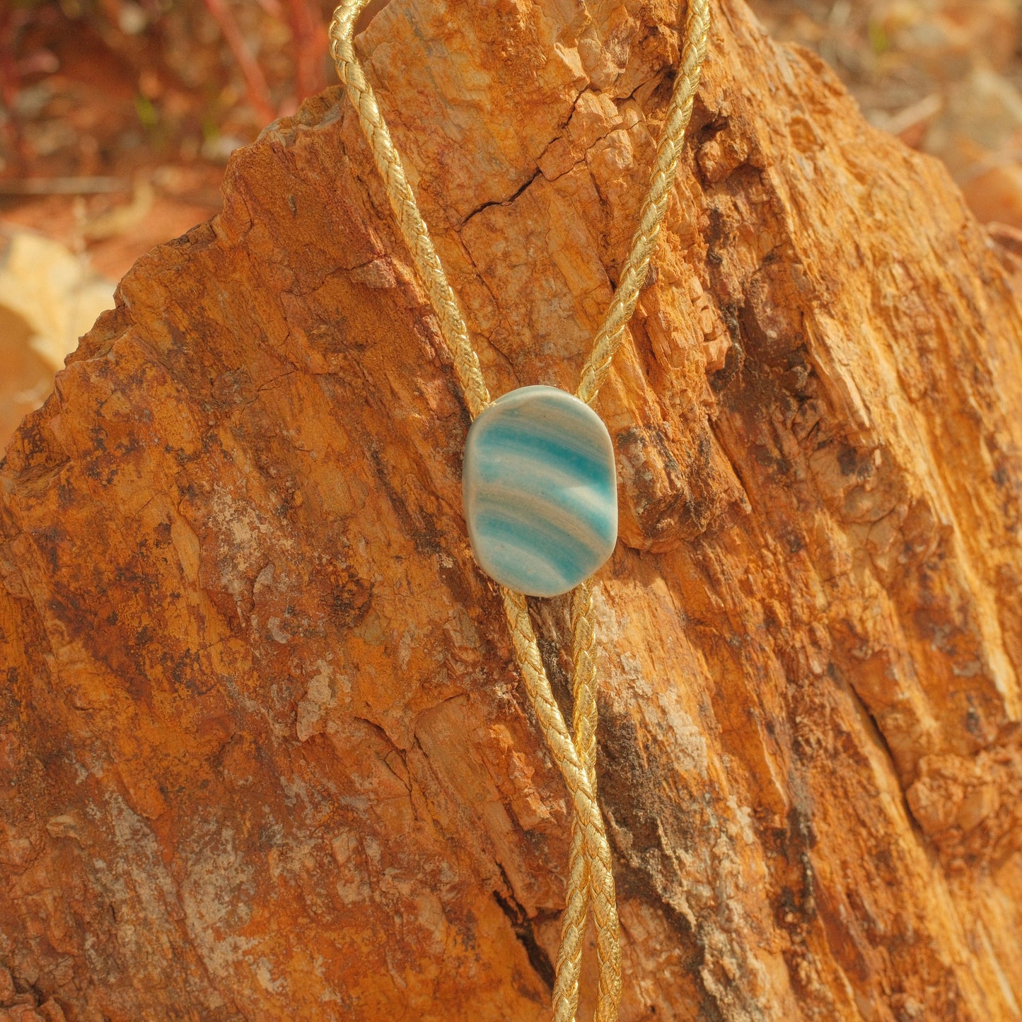 209 Hand-thrown Ceramic Bolo Tie - “Blue Stillwater”