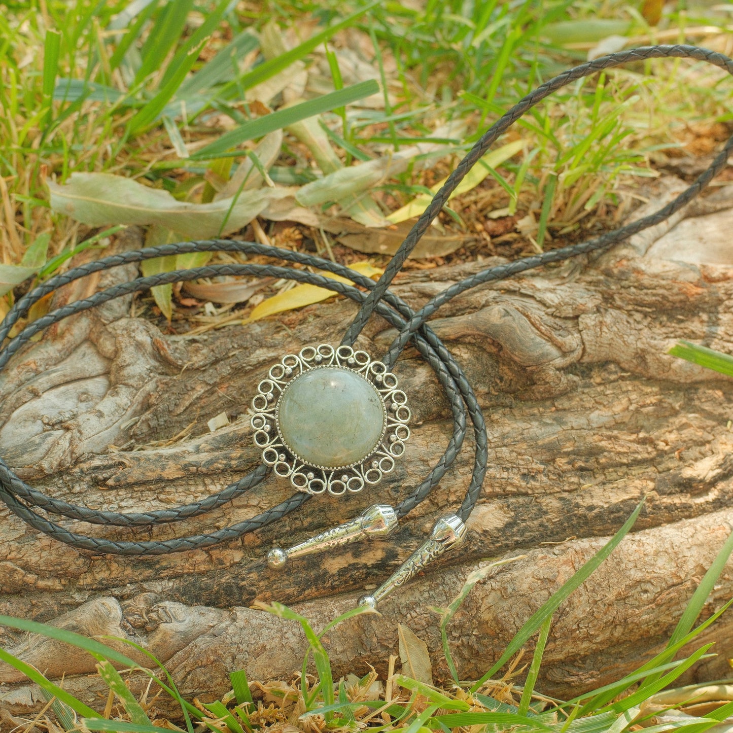 427 Labradorite Bolo Tie - “Moonlit Highway”