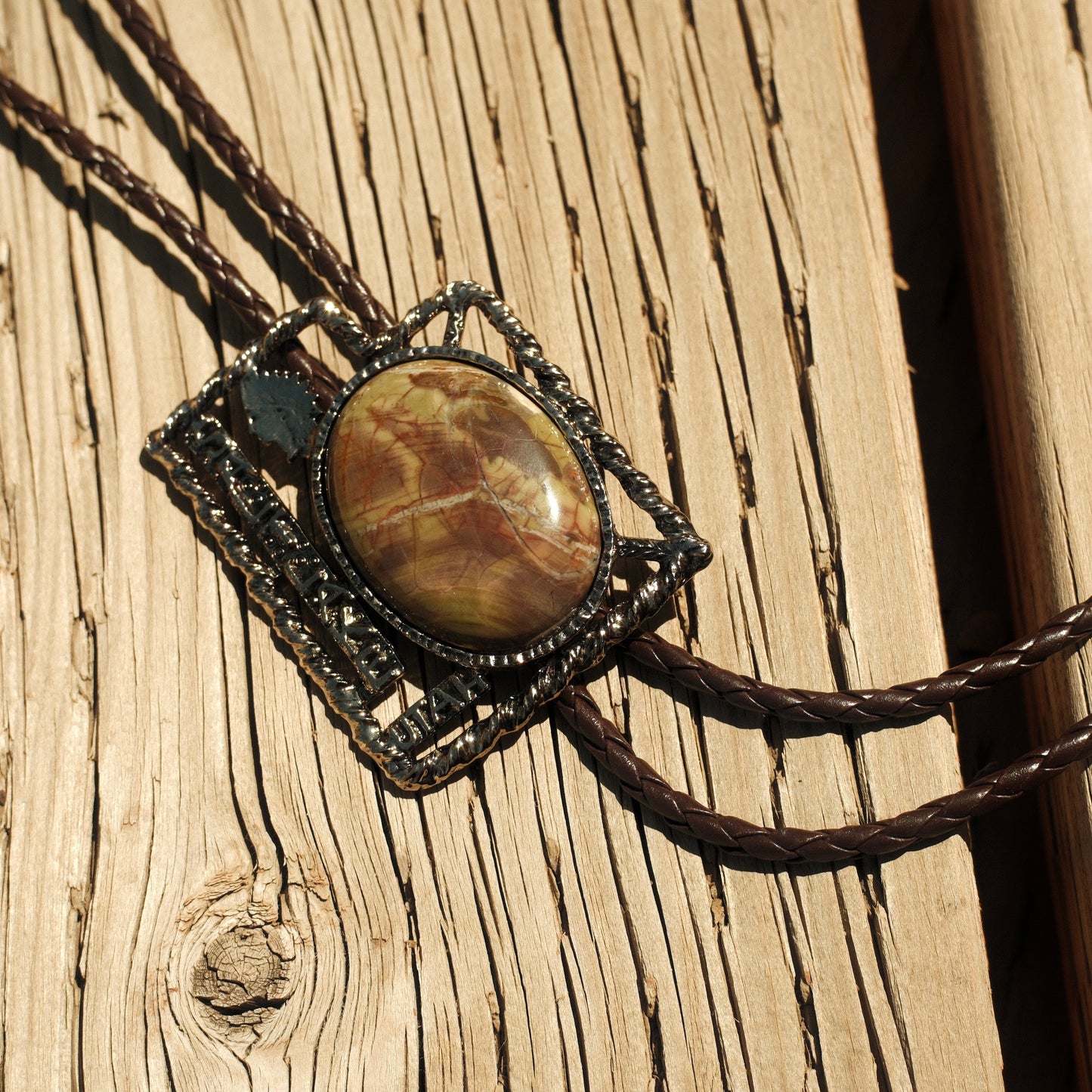 99 Rhyolite Jasper Bolo Tie - “The Beehive State”