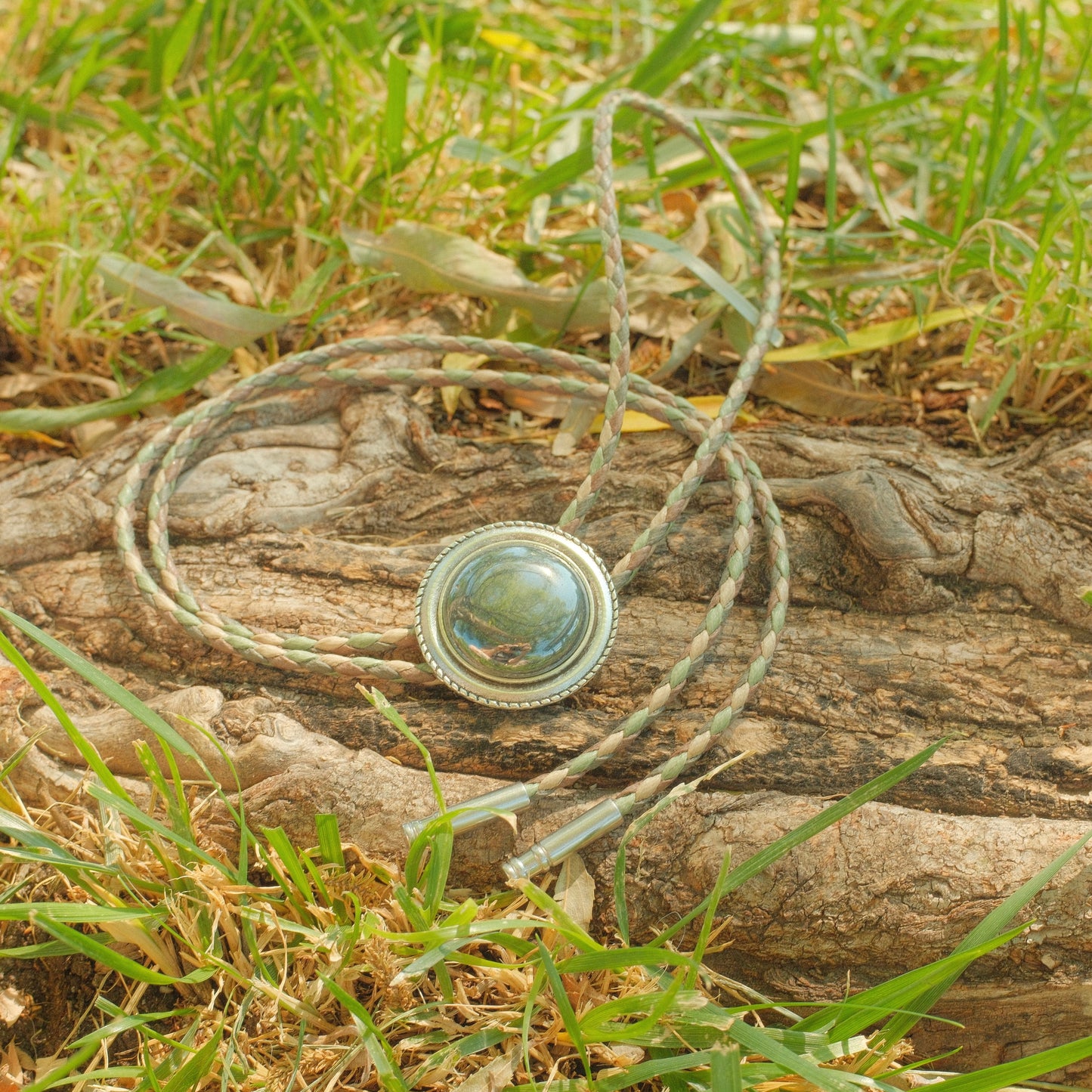 448 Hematite Bolo Tie - “Ironwood Trail”