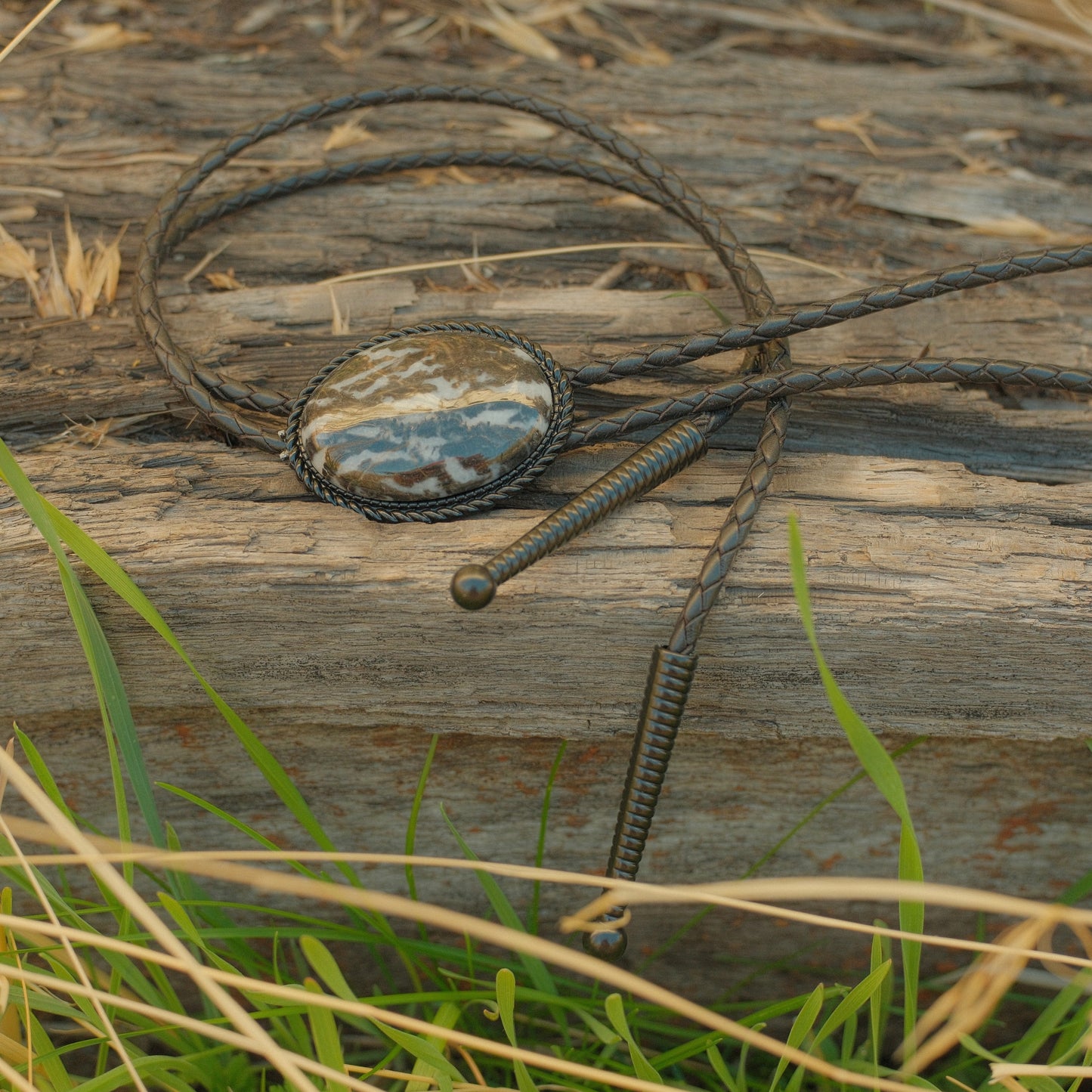 142 Zebra Jasper Bolo Tie - “Mourning Range”