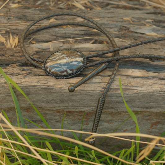 142 Zebra Jasper Bolo Tie - “Mourning Range”