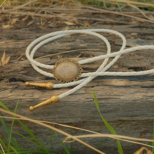 75 Coral Fossil Bolo Tie - “Dead Man’s Rodeo”