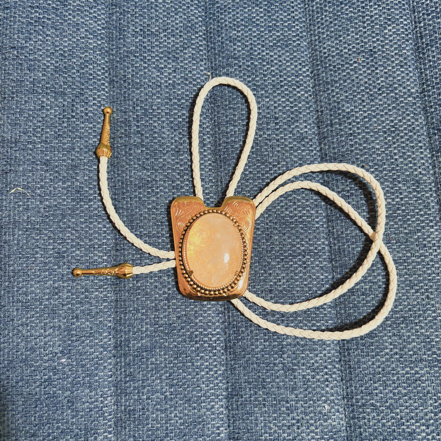 107 Clear Quartz Bolo Tie - “Pale Heat”