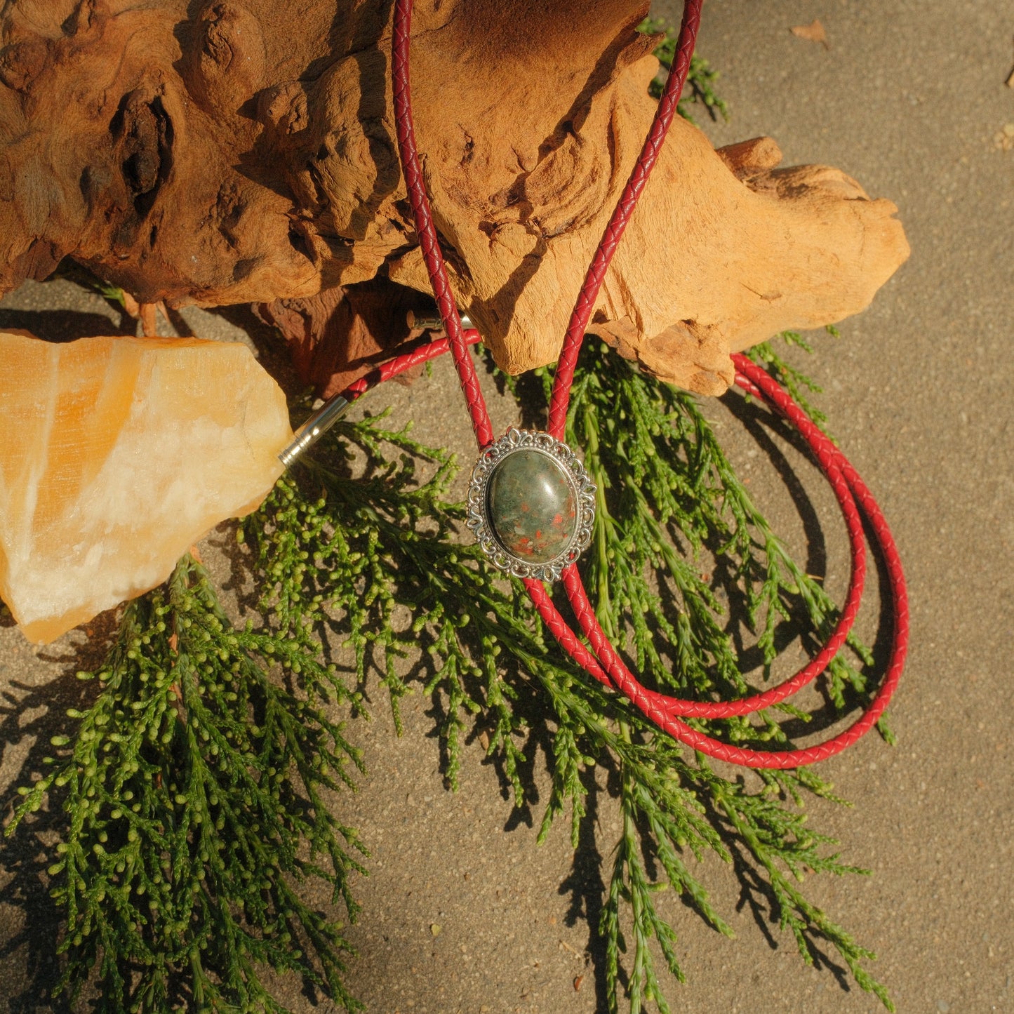 165 Dragon Blood Jasper Bolo Tie - “Blood Vein”