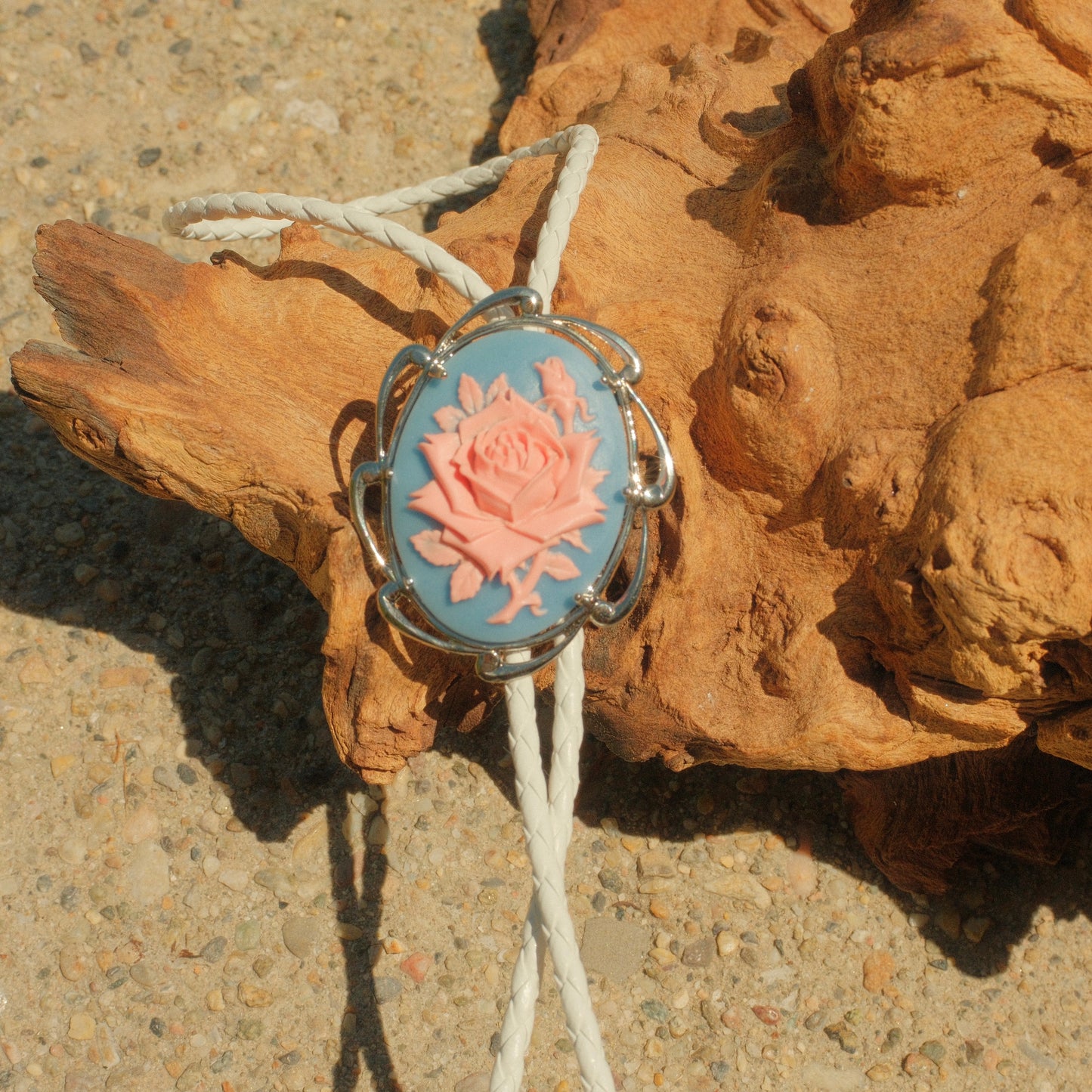294 1940’s Cameo Bolo Tie - “Midnight Bloom”