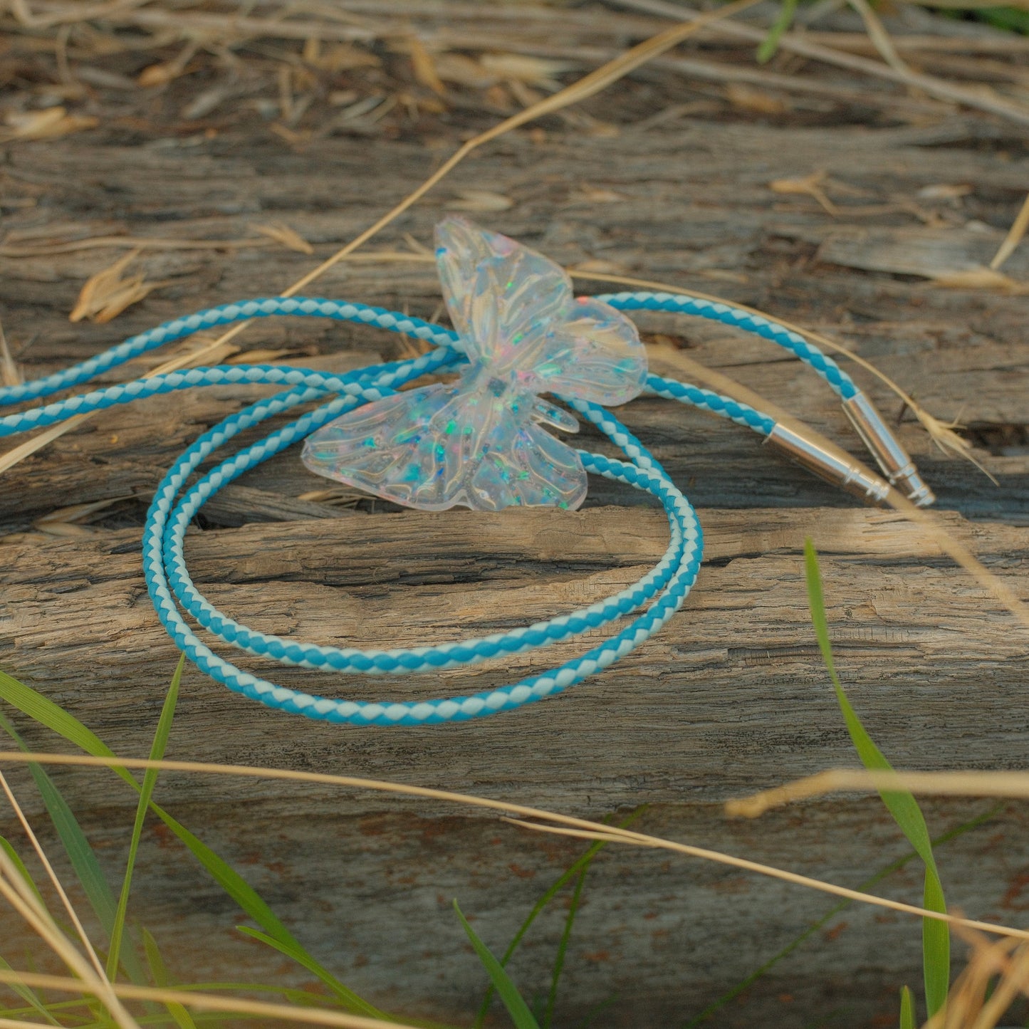 206 Resin Butterfly Bolo Tie - “Blue Current”