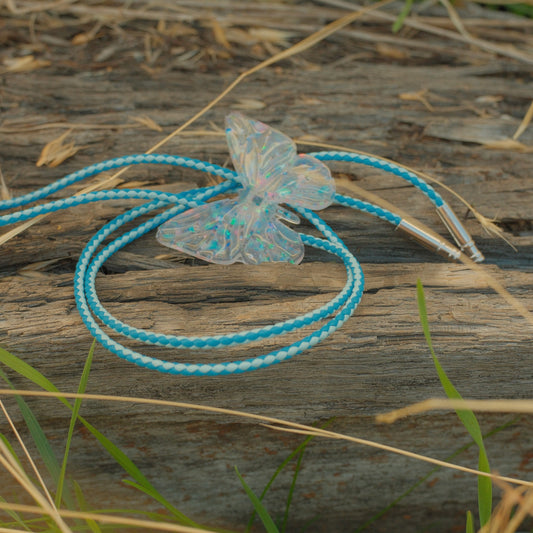206 Resin Butterfly Bolo Tie - “Blue Current”