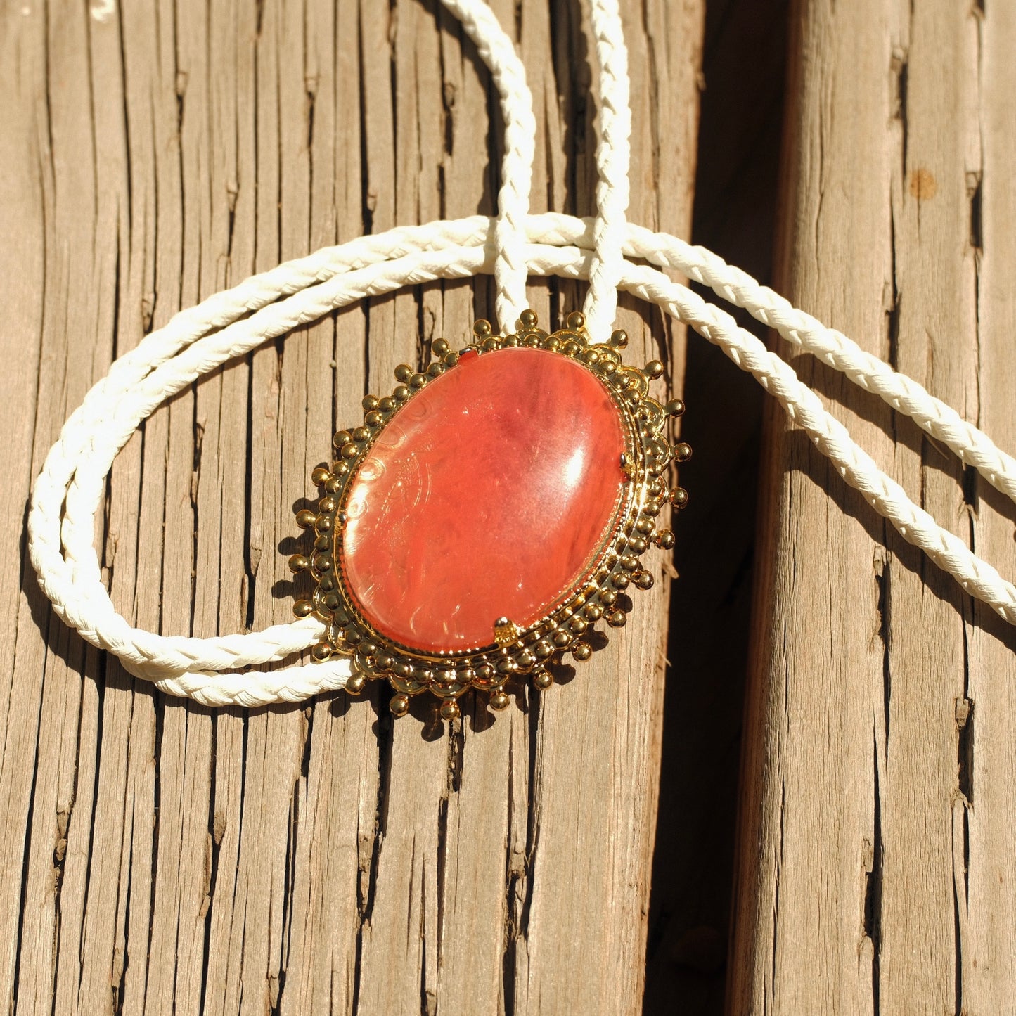 103 Orange Aventurine Bolo Tie - “Coyote Gaze”