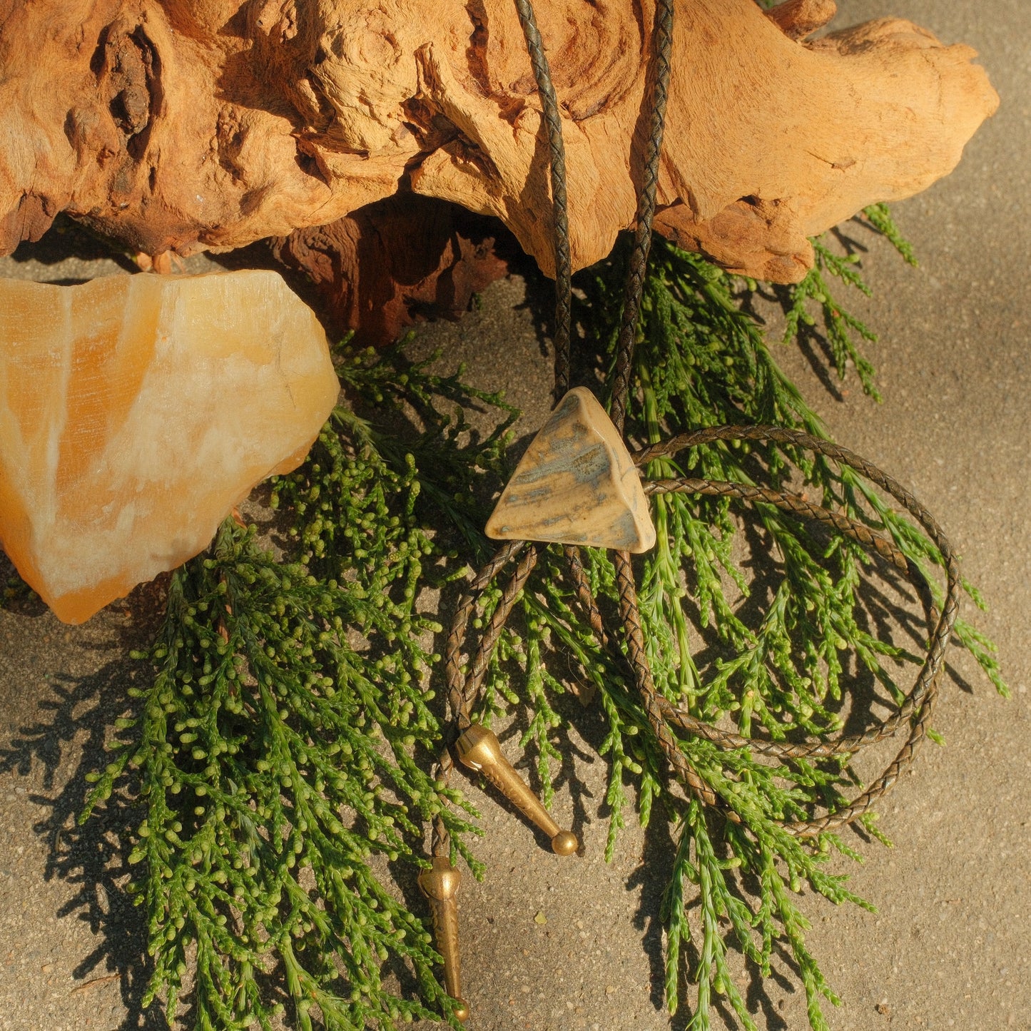 157 Hand-thrown Ceramic Bolo Tie - “Ember Point”