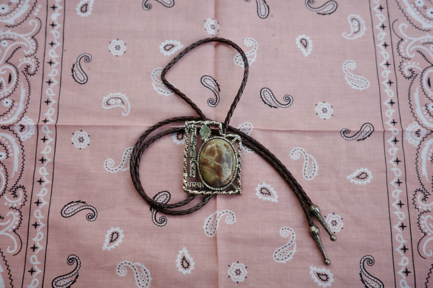 99 Rhyolite Jasper Bolo Tie - “The Beehive State”