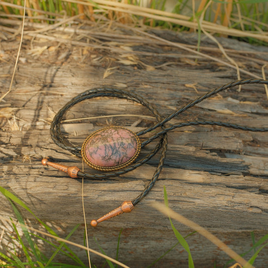 189 Matrix Rhodonite Bolo Tie - “Pink Ash”