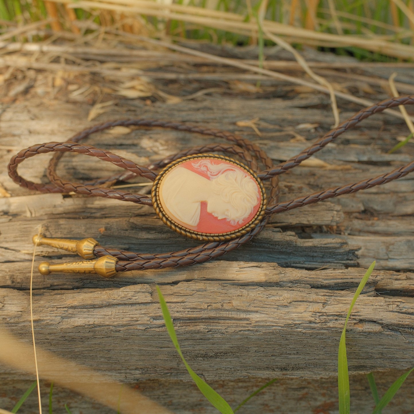 187 1940’s Cameo Bolo Tie - “Saloon Rosa”