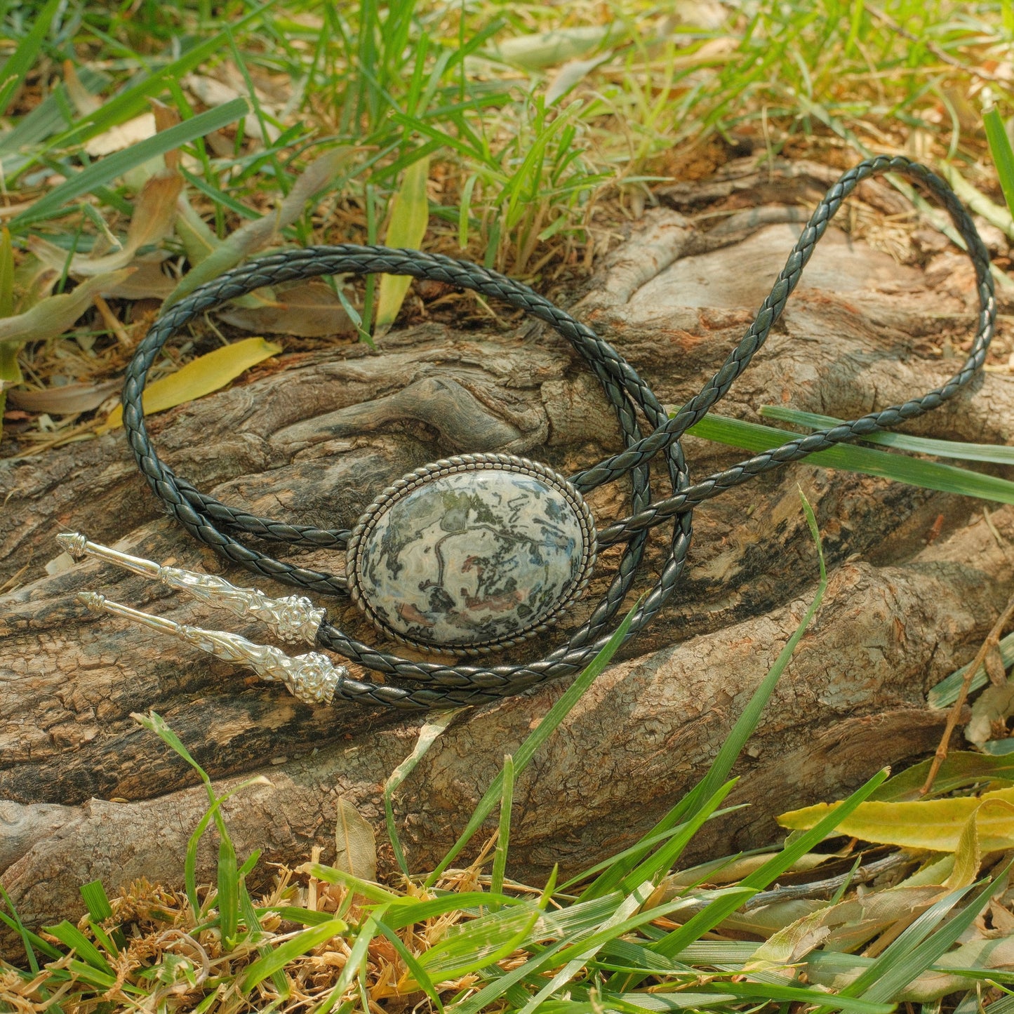 410 Black Lace Jasper Bolo Tie - “Widow’s Hand”