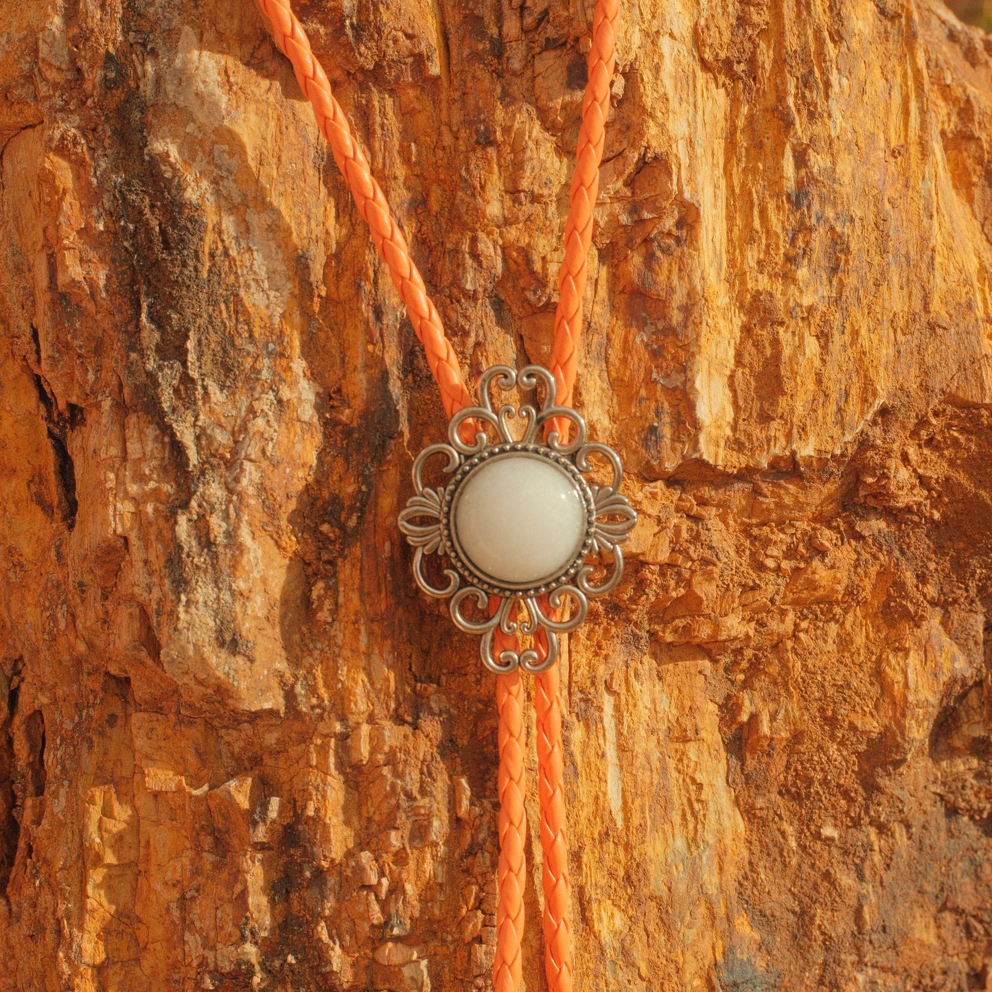 222 White Quartz Bolo Tie - “Citrus Veil”