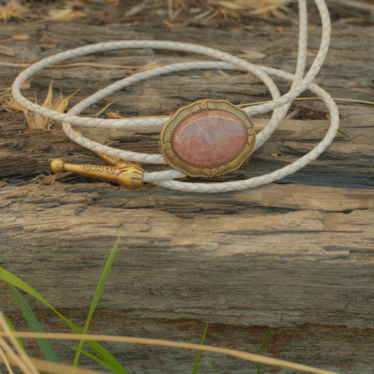 158 Rose Quartz Bolo Tie - “Soft Iron”