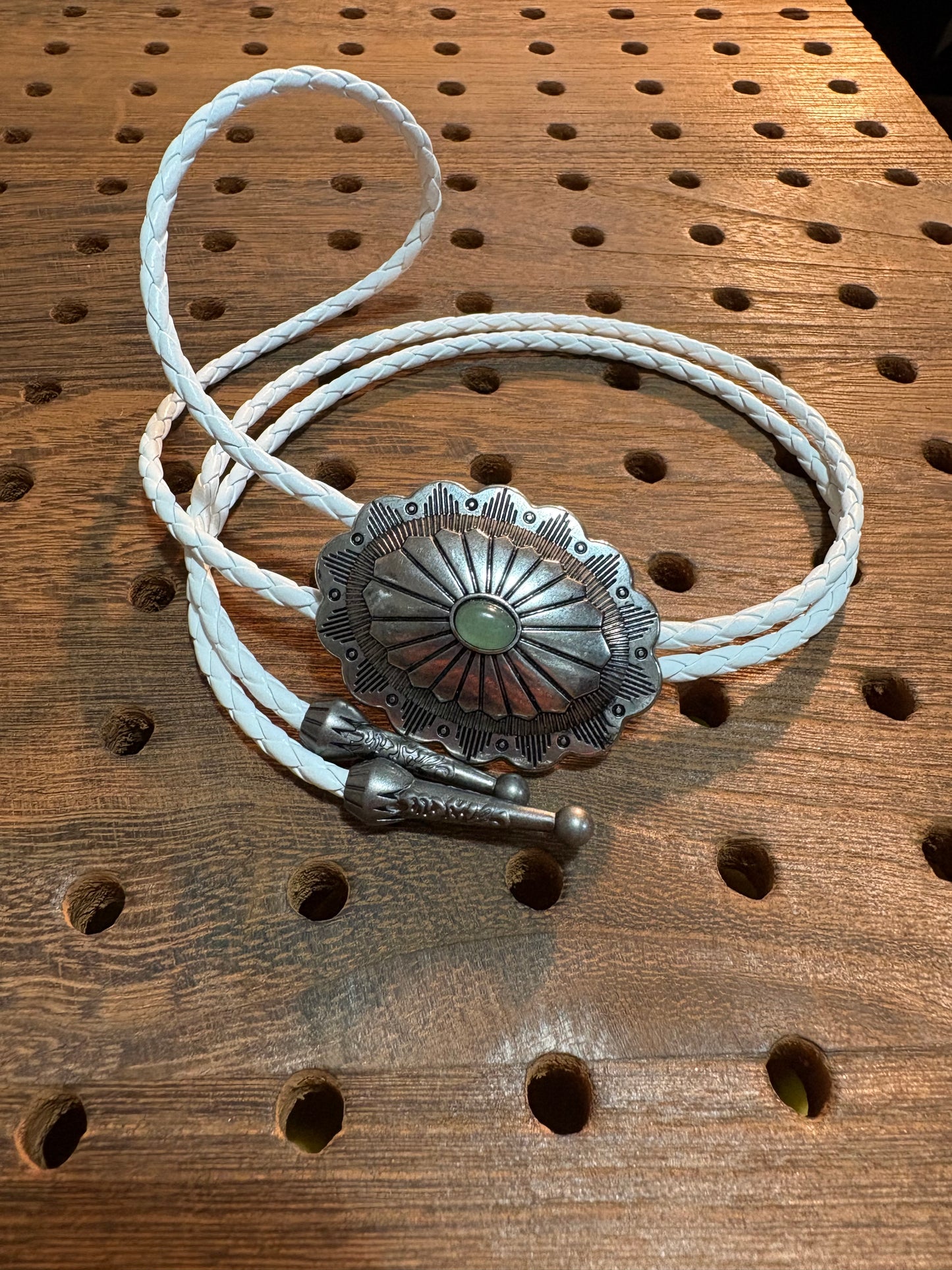 176 Green Fluorite Bolo Tie - “Verdant Cross”