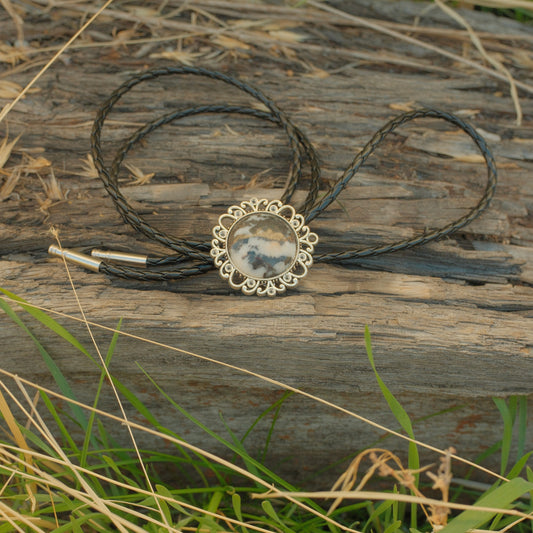 193 Zebra Jasper Bolo Tie - “Checkered Past”