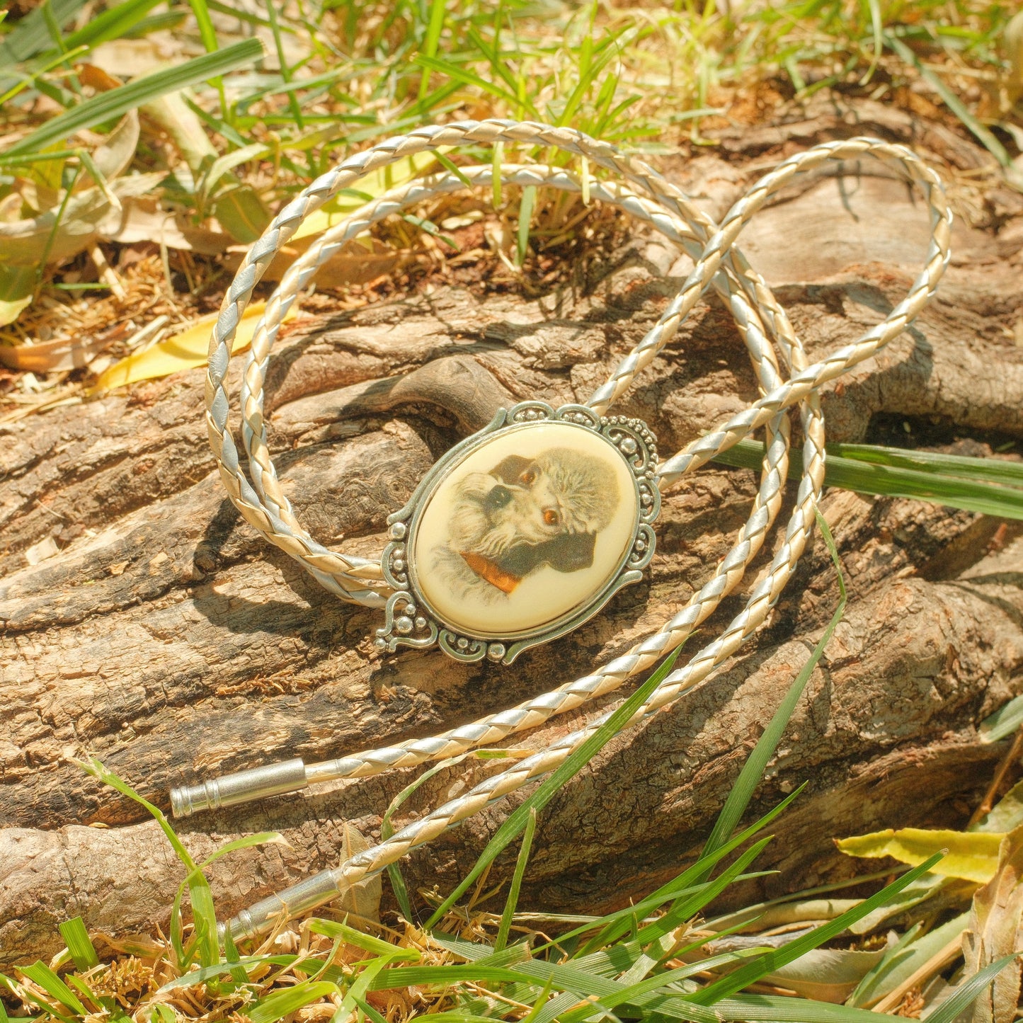 443 Vintage Dog Cameo Bolo Tie - “Loyal to the End”