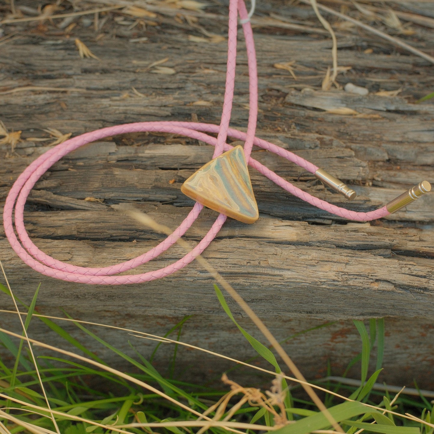 160 Hand-thrown Ceramic Bolo Tie - “Pale Skies”
