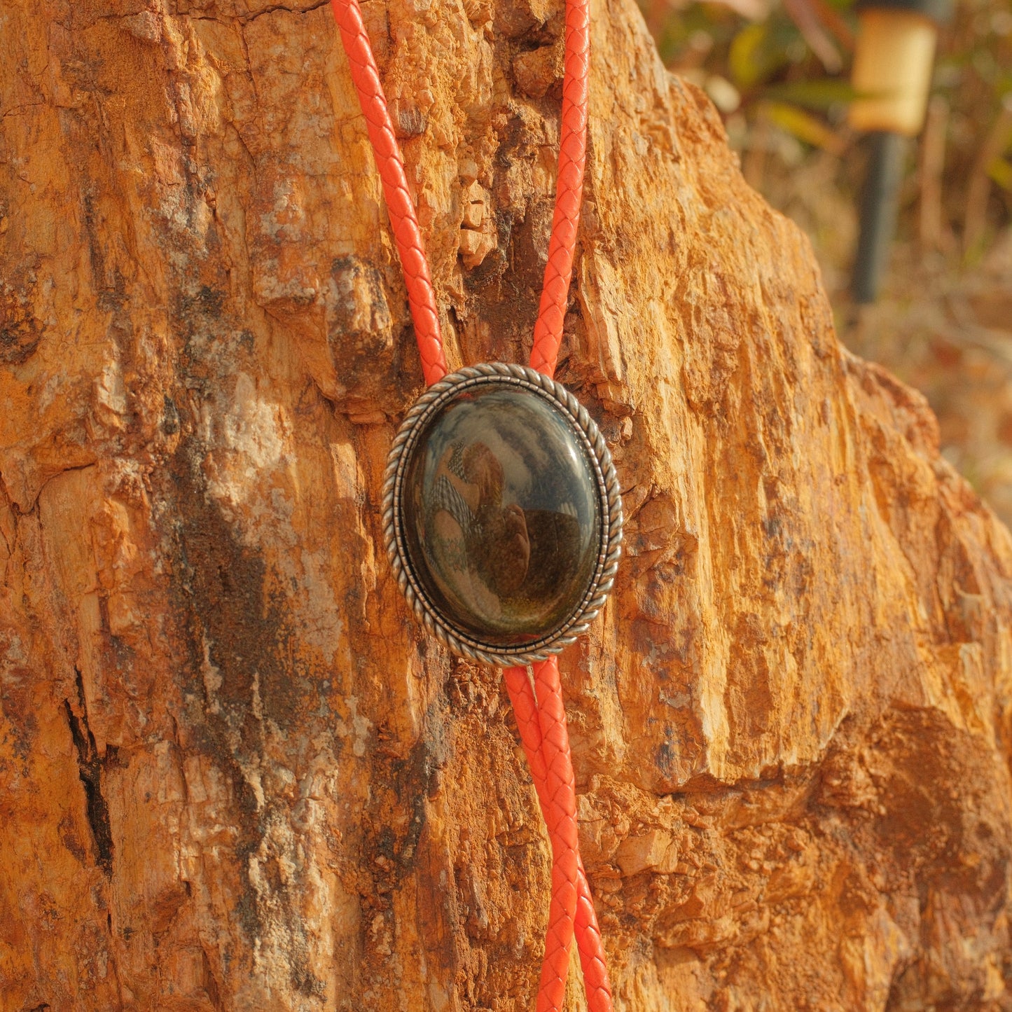 214 Golden Obsidian Bolo Tie - “Quiet Embers”