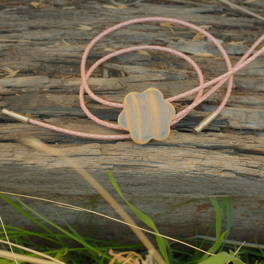 129 Hand-thrown Ceramic Bolo Tie - “Ocotillo Bloom”