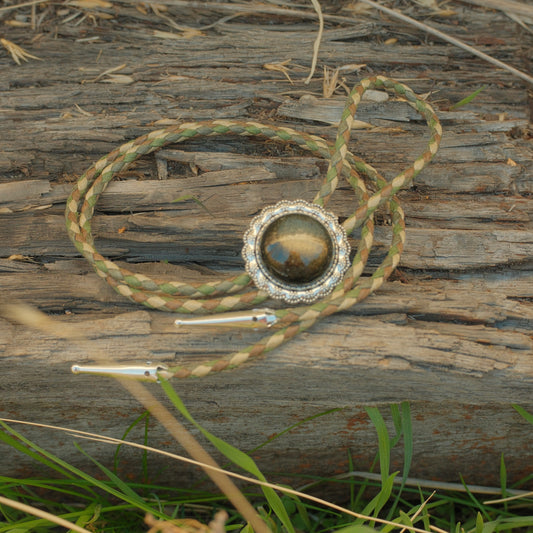 180 Golden Obsidian Bolo Tie - “Shadow Lands”