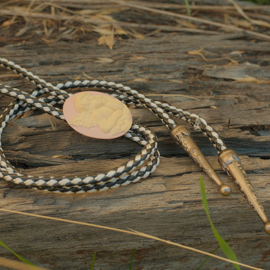 130 Vintage 1940s Cameo Bolo Tie - “Celestial Darling”