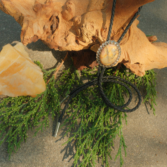 146 Polychrome Jasper Bolo Tie - “Ash Bloom”