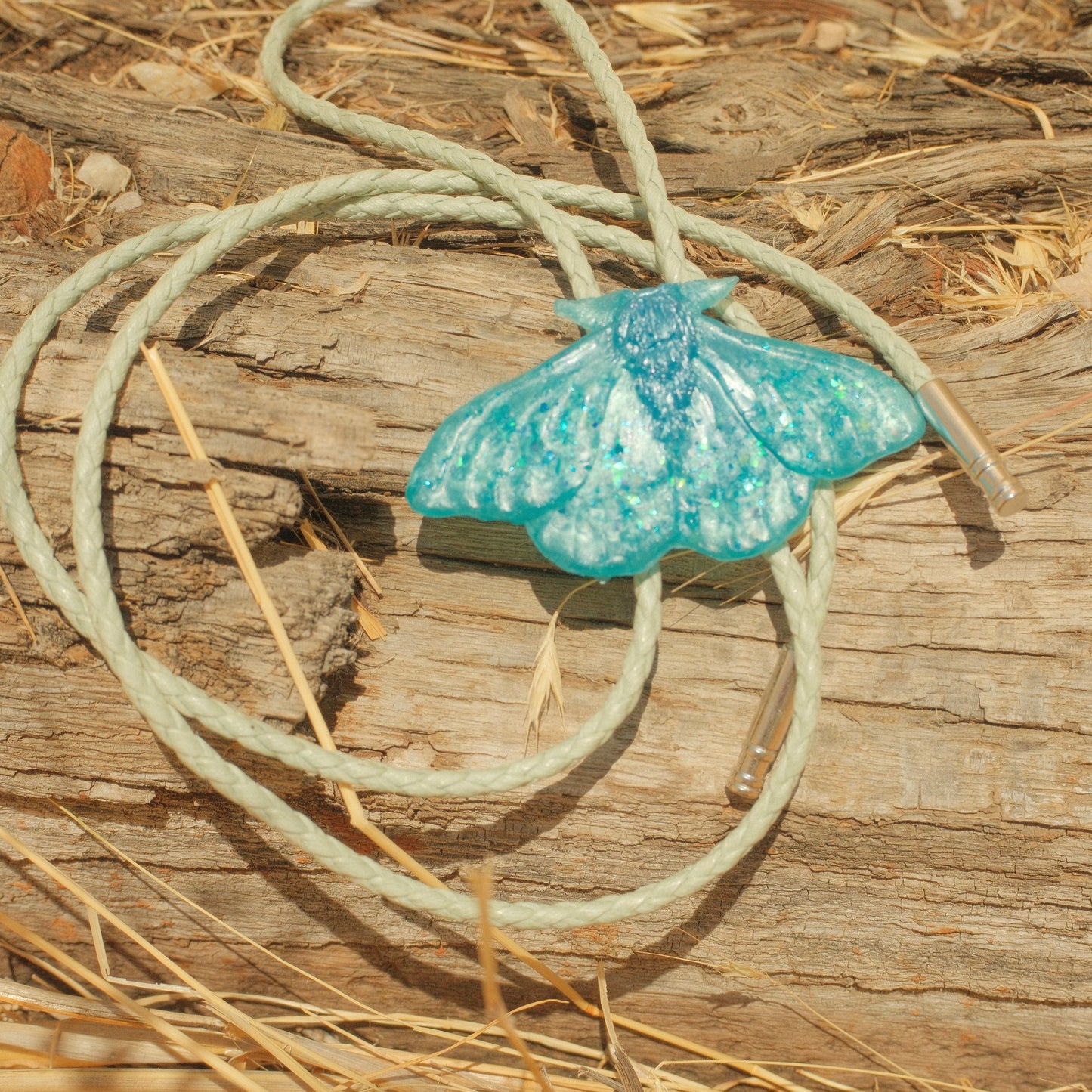 407 Resin Moth Bolo Tie - “Hollow Light”