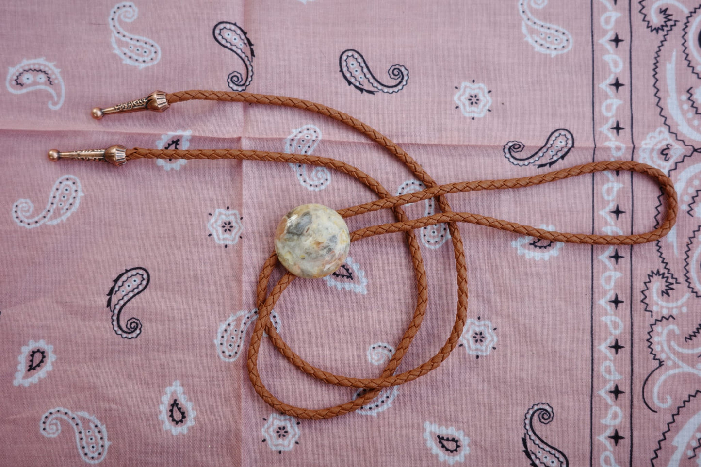 78 Polychrome Jasper Bolo Tie - “Sandstorm”