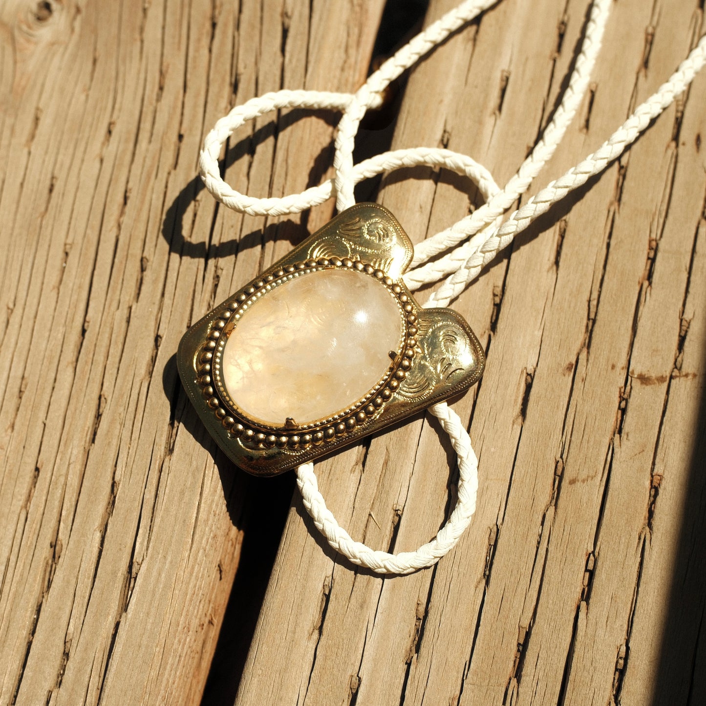107 Clear Quartz Bolo Tie - “Pale Heat”