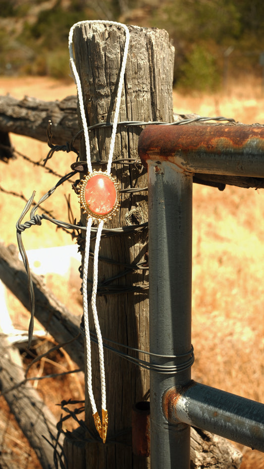 103 Orange Aventurine Bolo Tie - “Coyote Gaze”