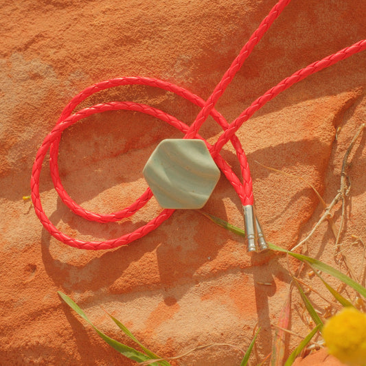 224 Hand-thrown Ceramic Bolo Tie - “Blood Sky”