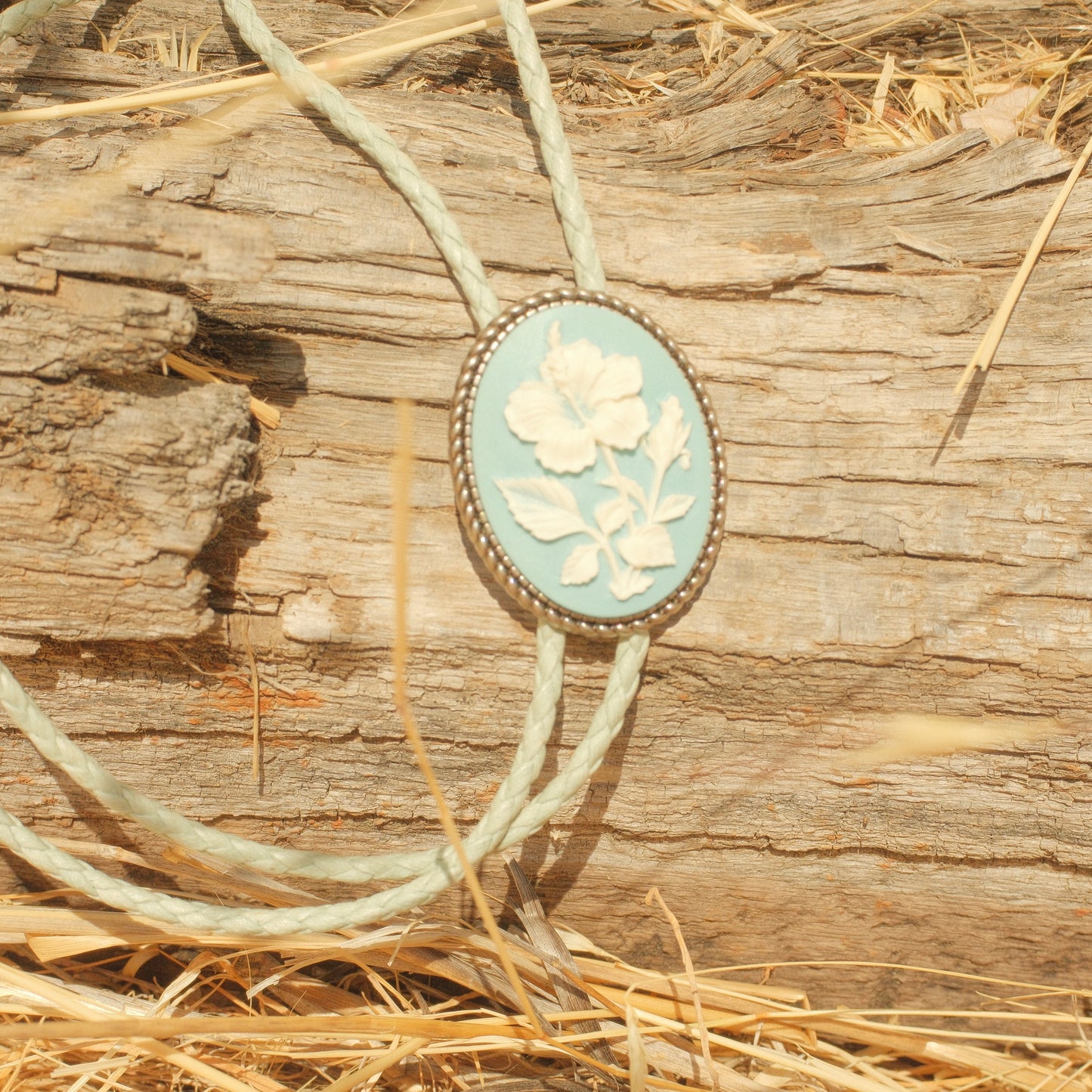 380 1940’s Cameo Bolo Tie - “Painted Tropics”
