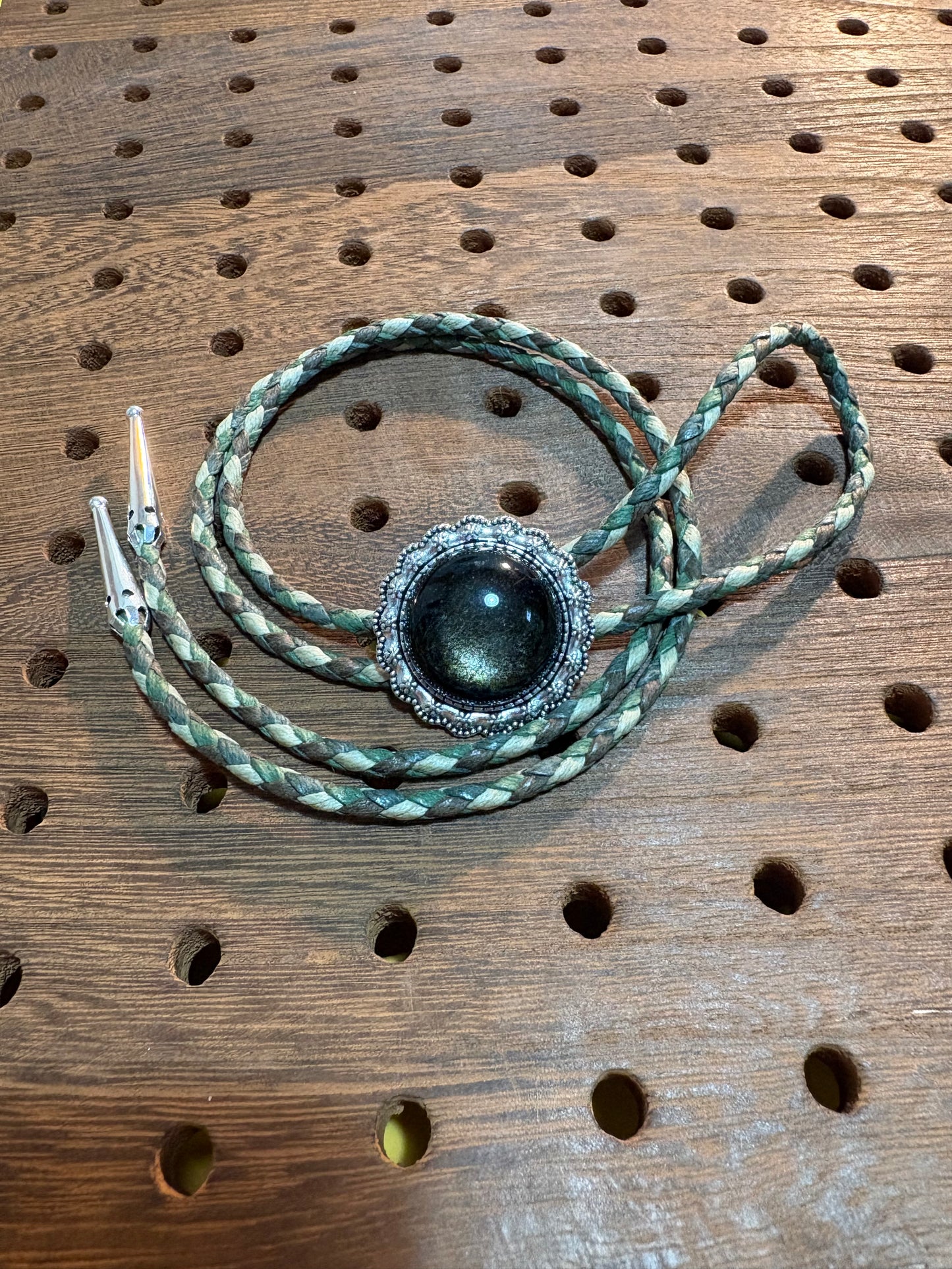 180 Golden Obsidian Bolo Tie - “Shadow Lands”