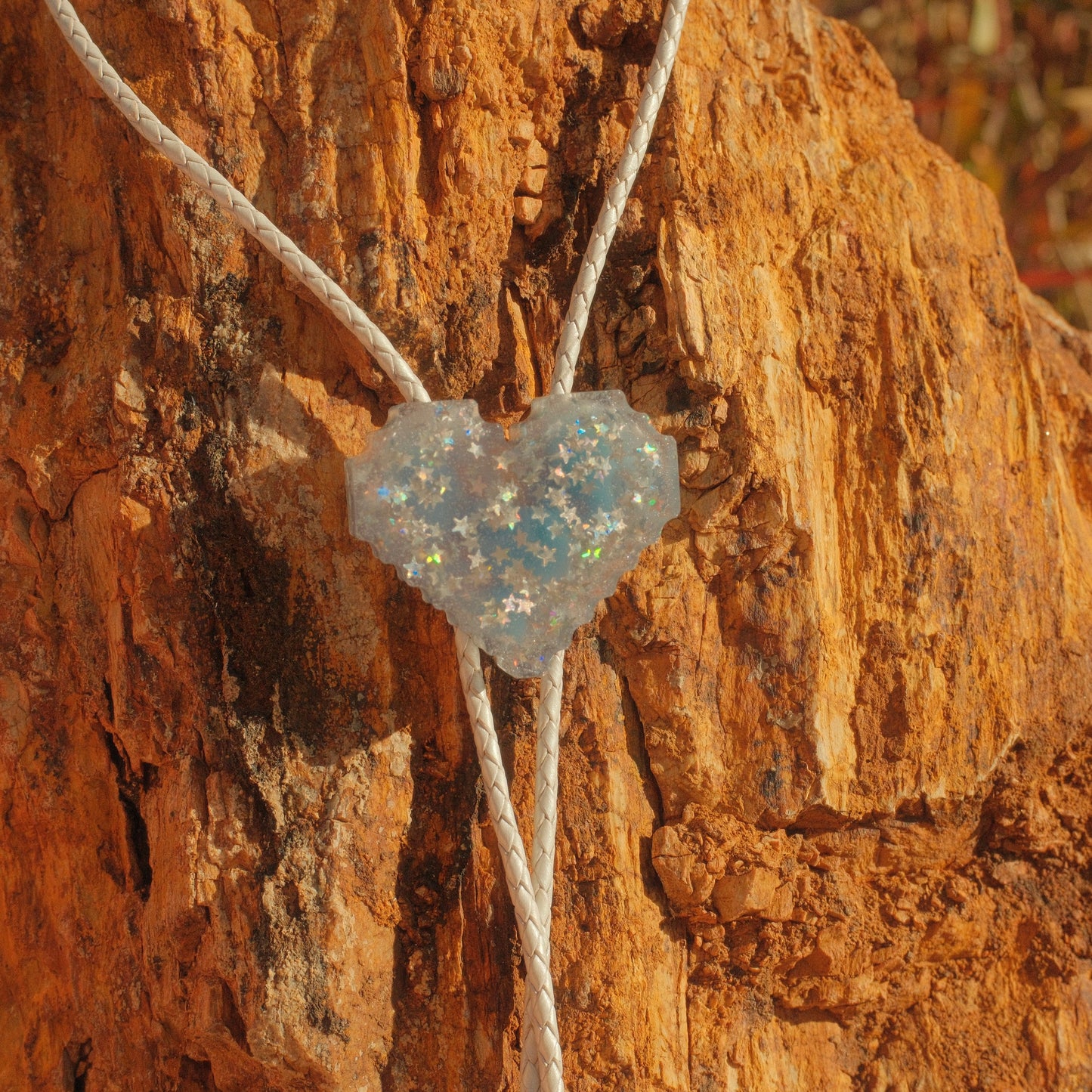 152 Resin Heart Bolo Tie - “Pixel Hearts”