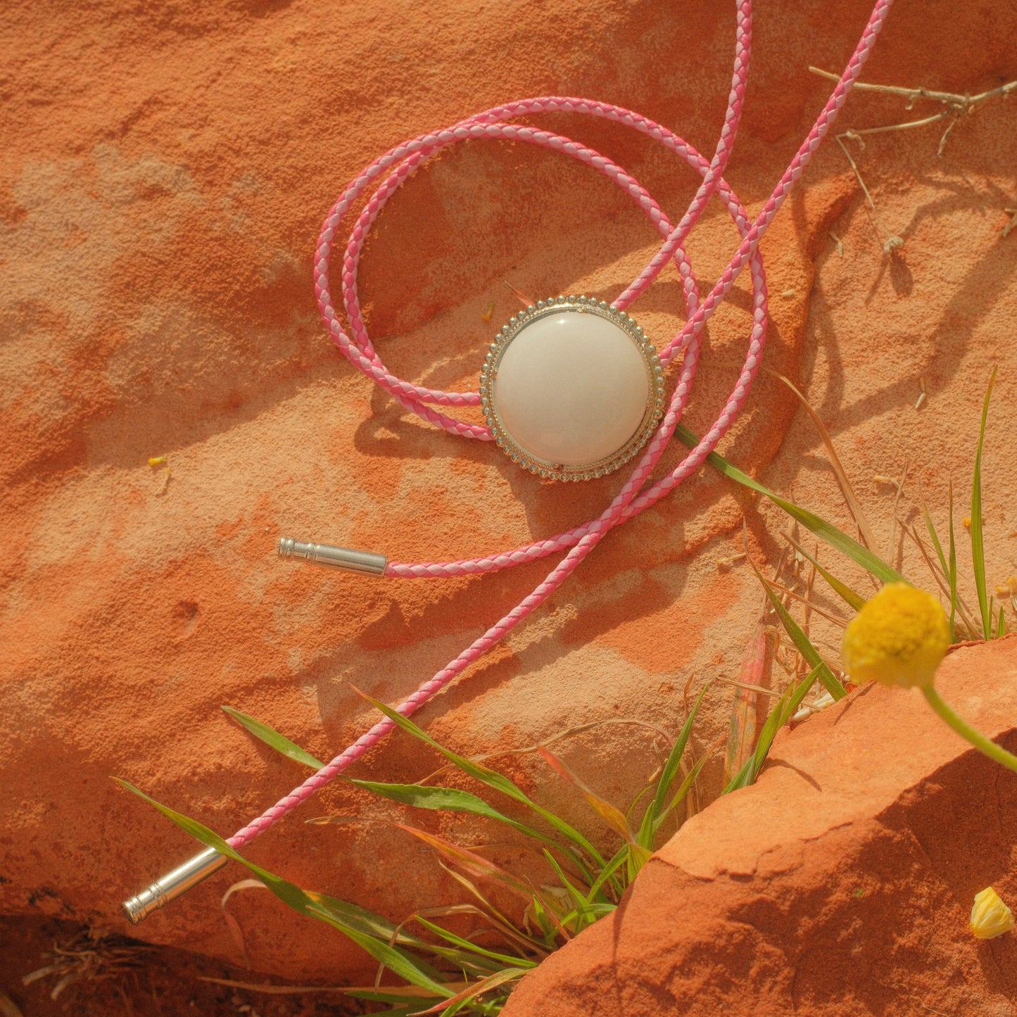 219 White Quartz Bolo Tie - “Cotton Heart”