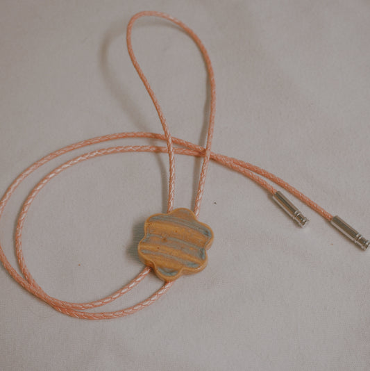 129 Hand-thrown Ceramic Bolo Tie - “Ocotillo Bloom”