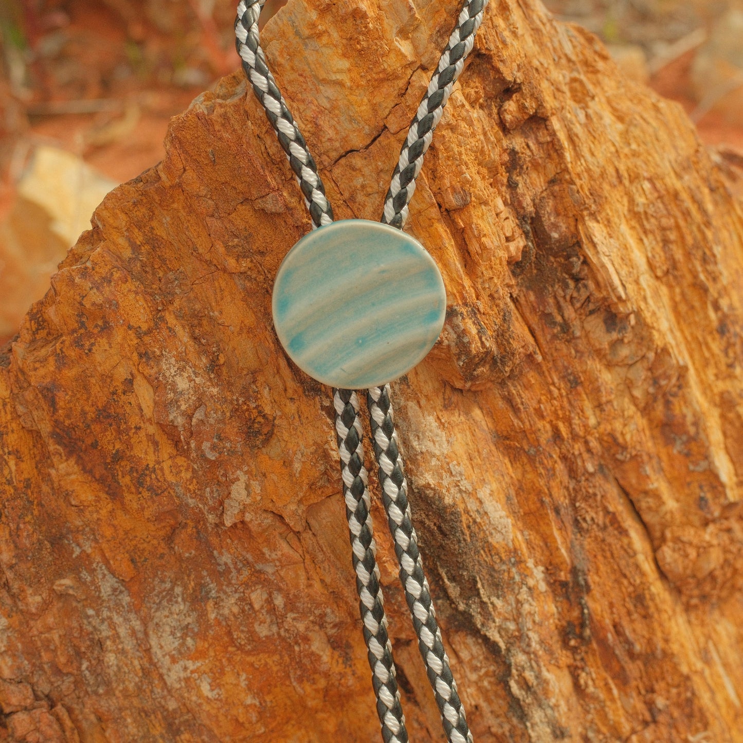 131 Hand-thrown Ceramic Bolo Tie - “Cowgirl Blues”