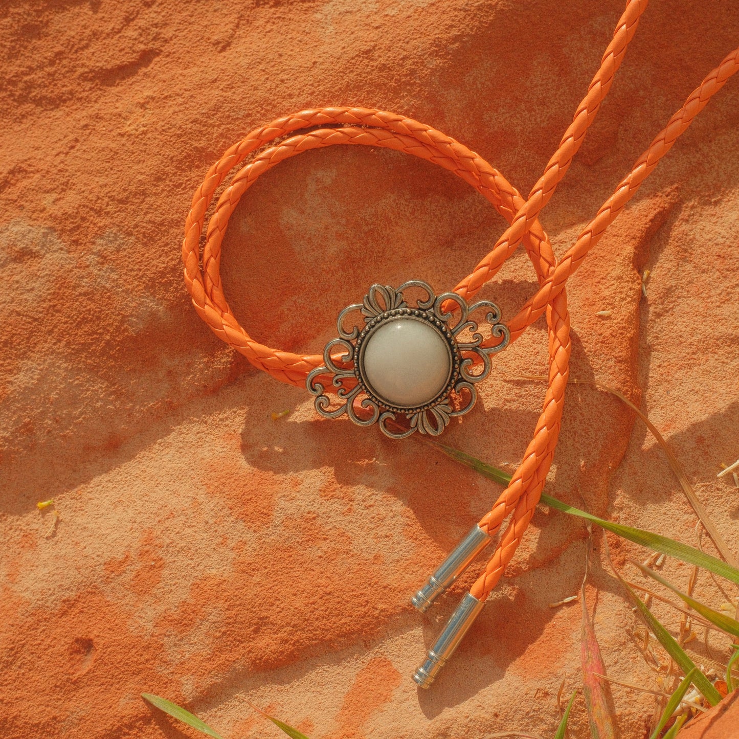 222 White Quartz Bolo Tie - “Citrus Veil”