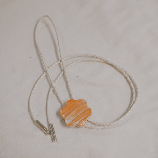 145 Hand-thrown Ceramic Bolo Tie - “Deadwood Bloom”