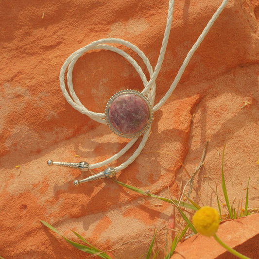 227 Lepidolite Bolo Tie - “Moon Ledger”