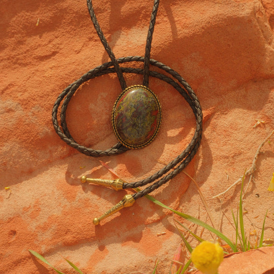 221 Dragon’s Blood Jasper Bolo Tie - “Thorn Claw”