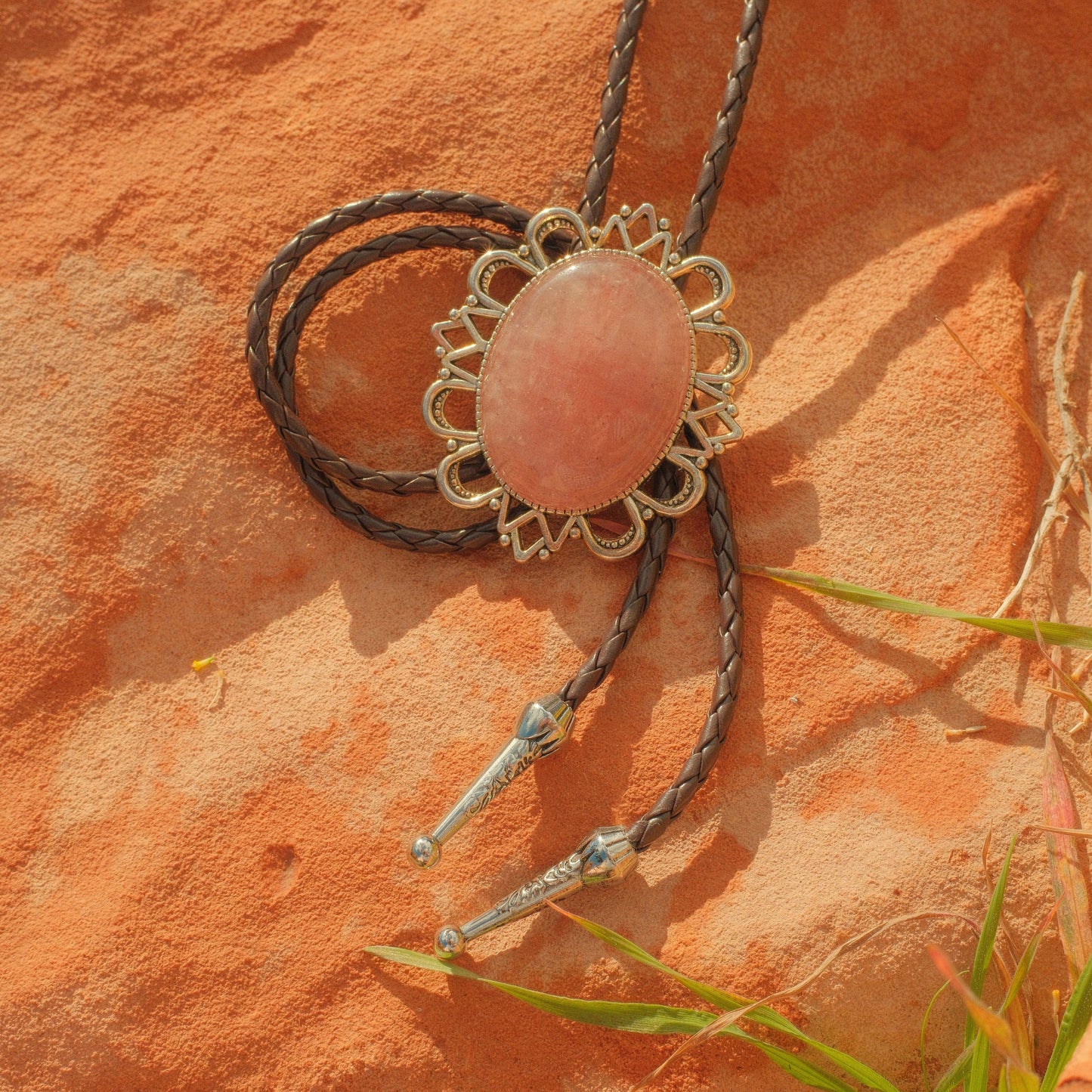 225 Strawberry Quartz Bolo Tie - “Sweet Static”