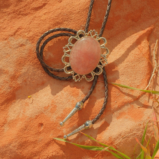 225 Strawberry Quartz Bolo Tie - “Sweet Static”