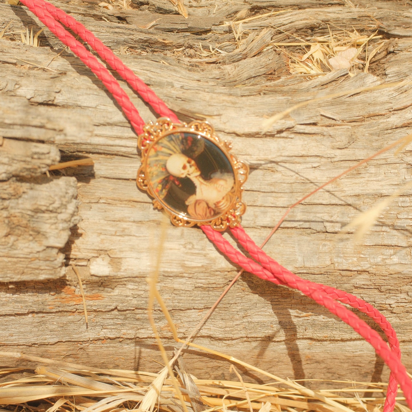 359 Skeleton Cameo Bolo Tie- “Dead Romance”