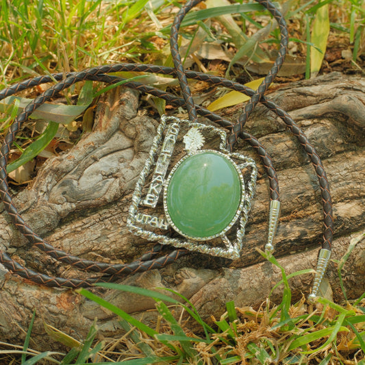 414 Green Fluorite Bolo Tie - “Green River Ghost”