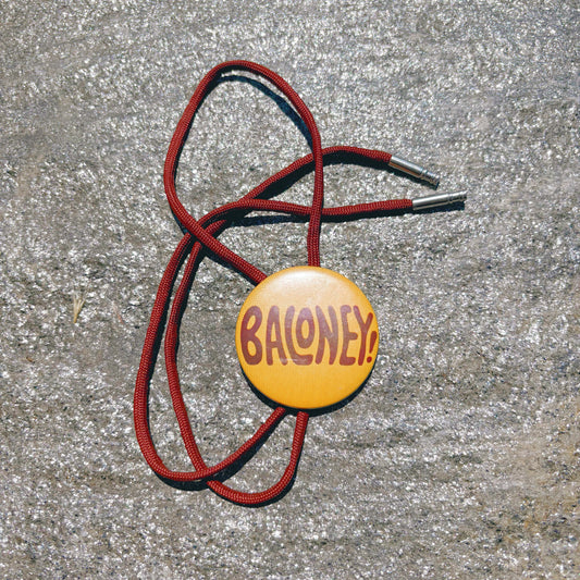 Vintage 1970s Button Bolo Tie - “Baloney”